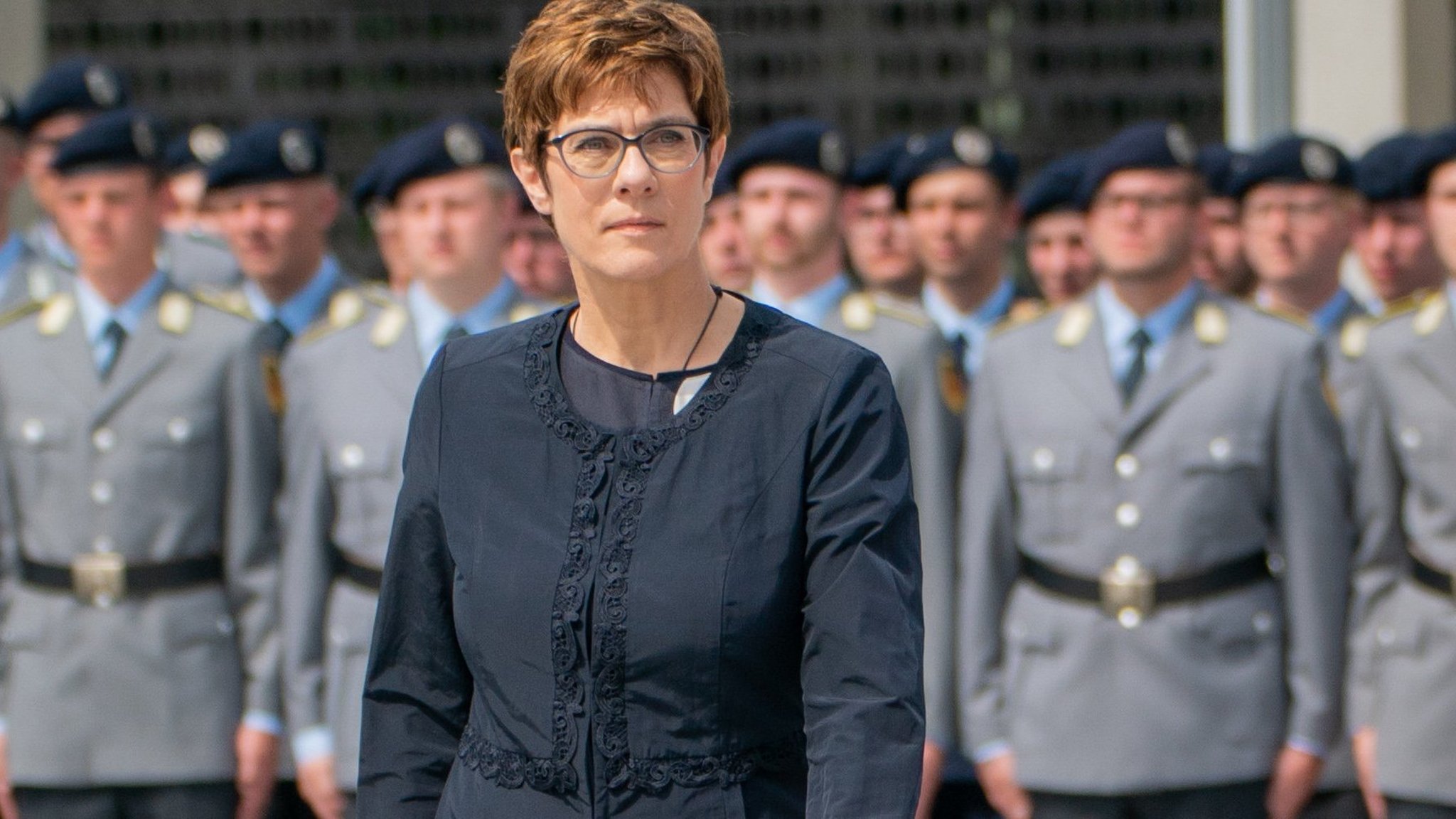 22 July 2019, Berlin: German Minister of Defence Annegret Kramp-Karrenbauer takes her vows in the Bendlerblock. Kramp-Karrenbauer has demanded significantly more money for the German Armed Forces, thus turning the coalition partner against her. Photo: Michael Kappeler/dpa