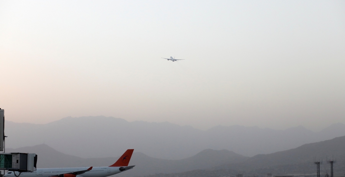 The first international flight since the withdrawal of U.S. troops from Afghanistan takes off from the international airport in Kabul, Afghanistan, September 9, 2021. WANA (West Asia News Agency) via REUTERS ATTENTION EDITORS - THIS IMAGE HAS BEEN SUPPLIED BY A THIRD PARTY.