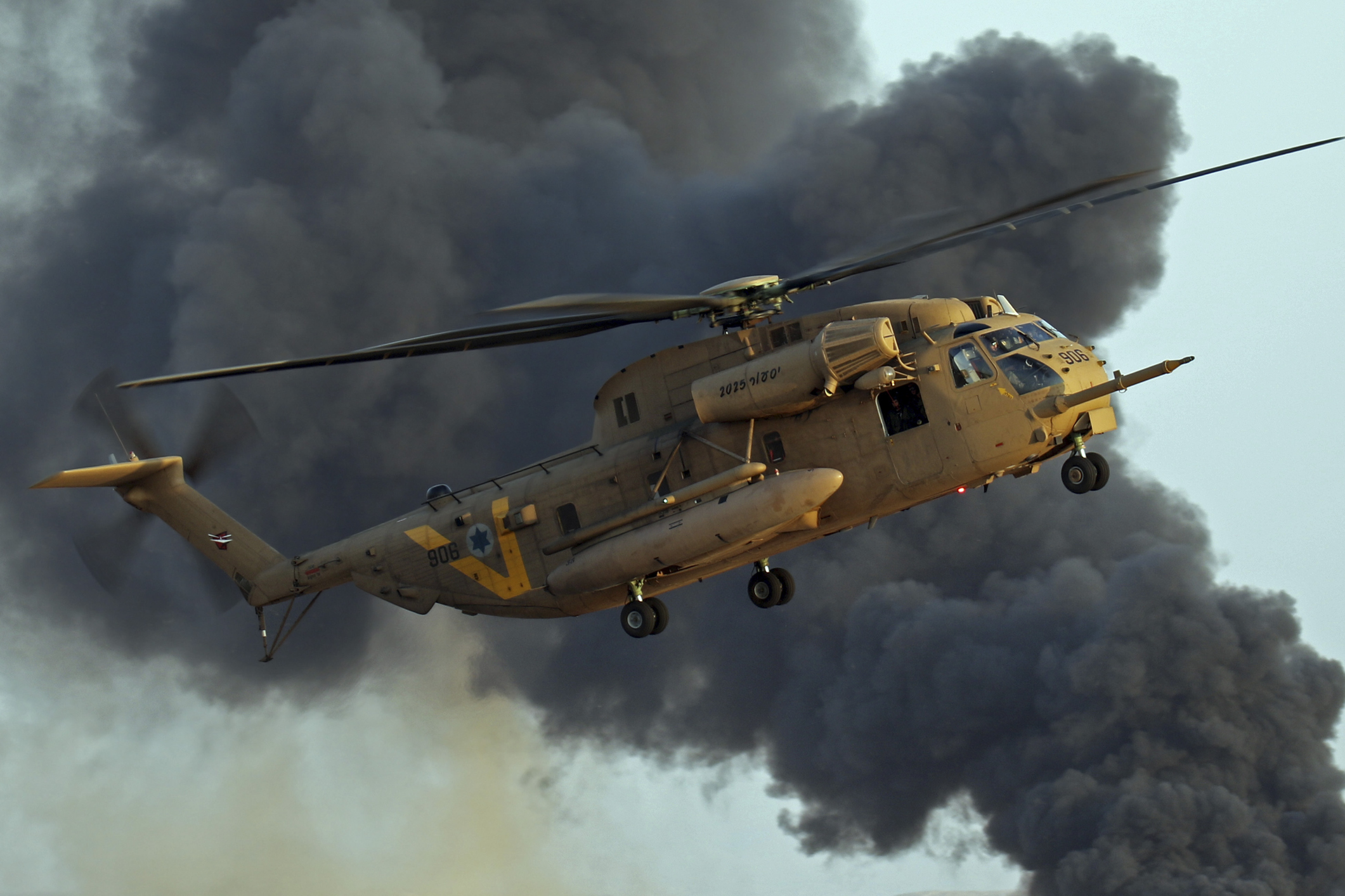 Israeli Air Force CH-53 Yasur 2025 from the Night Leaders Squadron, during a tactical display at Hatzerim Air Force Base, Israel.