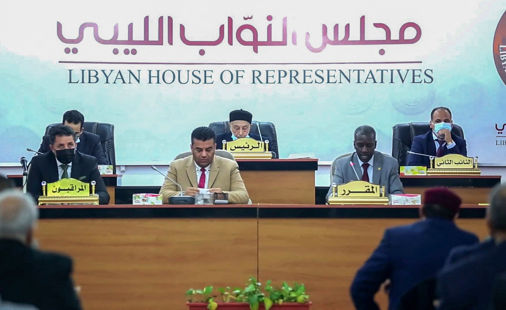 A grab from a handout video release by the Libyan House of Representatives shows the parliament in session in the eastern city of Tobruk on February 10, 2022. Libya's parliament appointed a new prime minister, a challenge to an existing unity government that threatens a new power struggle in the war-torn nation. - == RESTRICTED TO EDITORIAL USE - MANDATORY CREDIT "AFP PHOTO / HO /LIBYAN HOUSE OF REPRESENTATIVES - NO MARKETING NO ADVERTISING CAMPAIGNS - DISTRIBUTED AS A SERVICE TO CLIENTS == (Photo by LIBYAN HOUSE OF REPRESENTATIVES / AFP) / == RESTRICTED TO EDITORIAL USE - MANDATORY CREDIT "AFP PHOTO / HO /LIBYAN HOUSE OF REPRESENTATIVES - NO MARKETING NO ADVERTISING CAMPAIGNS - DISTRIBUTED AS A SERVICE TO CLIENTS ==