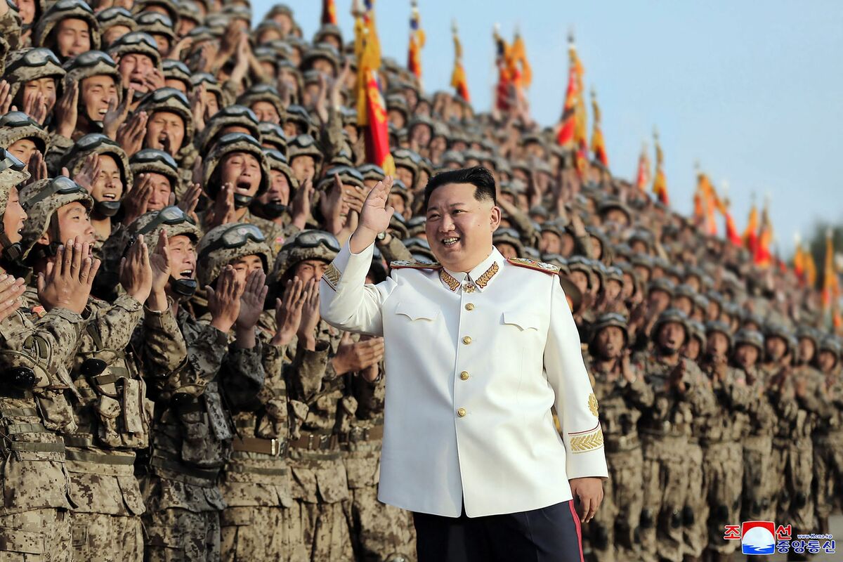 This picture taken on April 27, 2022 and released by North Korea's official Korean Central News Agency (KCNA) via KNS on April 29 shows North Korean leader Kim Jong Un taking part in a parade ceremony to mark the 90th founding anniversary of the Korean People's Revolutionary Army (KPRA), at an undisclosed location in North Korea. South Korea OUT / ---EDITORS NOTE--- RESTRICTED TO EDITORIAL USE - MANDATORY CREDIT "AFP PHOTO/KCNA VIA KNS" - NO MARKETING NO ADVERTISING CAMPAIGNS - DISTRIBUTED AS A SERVICE TO CLIENTS / THIS PICTURE WAS MADE AVAILABLE BY A THIRD PARTY. AFP CAN NOT INDEPENDENTLY VERIFY THE AUTHENTICITY, LOCATION, DATE AND CONTENT OF THIS IMAGE --- (Photo by KCNA VIA KNS / AFP) / ---EDITORS NOTE--- RESTRICTED TO EDITORIAL USE - MANDATORY CREDIT "AFP PHOTO/KCNA VIA KNS" - NO MARKETING NO ADVERTISING CAMPAIGNS - DISTRIBUTED AS A SERVICE TO CLIENTS / THIS PICTURE WAS MADE AVAILABLE BY A THIRD PARTY. AFP CAN NOT INDEPENDENTLY VERIFY THE AUTHENTICITY, LOCATION, DATE AND CONTENT OF THIS IMAGE ---