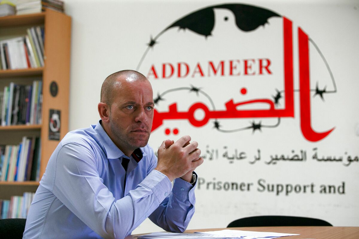 Salah Hamouri, Franco-Palestinian lawyer and field researcher for ADDAMEER (Conscience) Prisoner Support and Human Rights Association, a Palestinian non-governmental organisation that works to support Palestinian political prisoners held in Israeli and Palestinian prisons, gives an interview with AFP at the NGO's offices in the West Bank city of Ramallah on October 1, 2020. (Photo by ABBAS MOMANI / AFP) (Photo by ABBAS MOMANI/AFP via Getty Images)