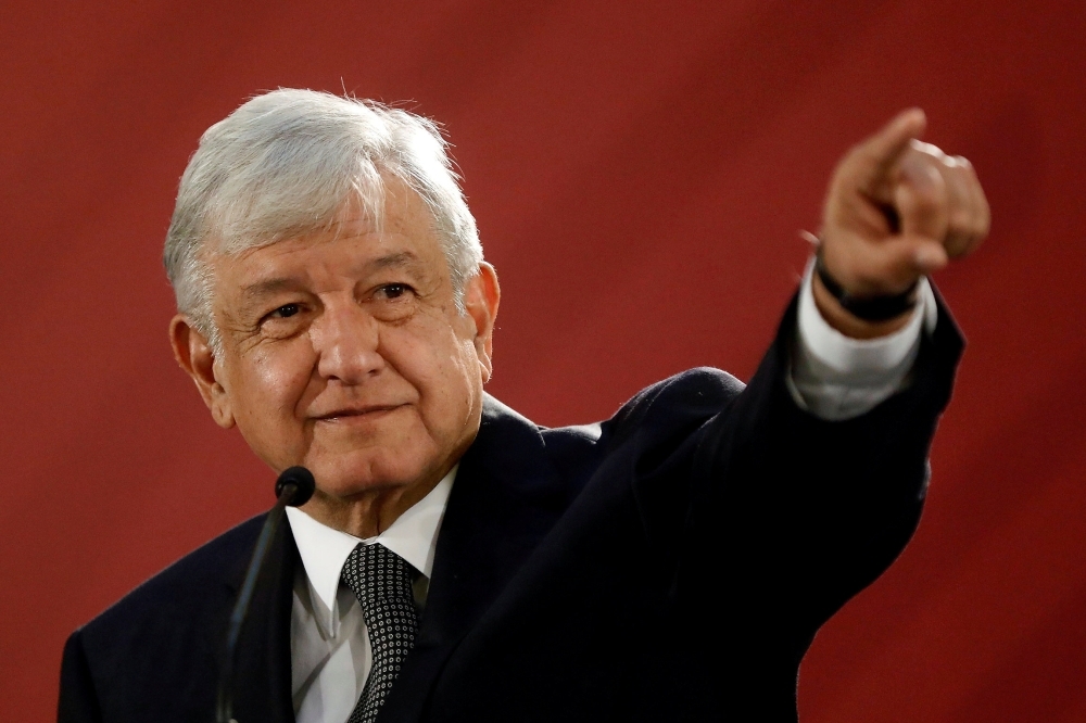 FILE PHOTO: Mexico's new President Andres Manuel Lopez Obrador holds a news conference at National Palace in Mexico City, Mexico December 3, 2018. REUTERS/Edgard Garrido/File Photo