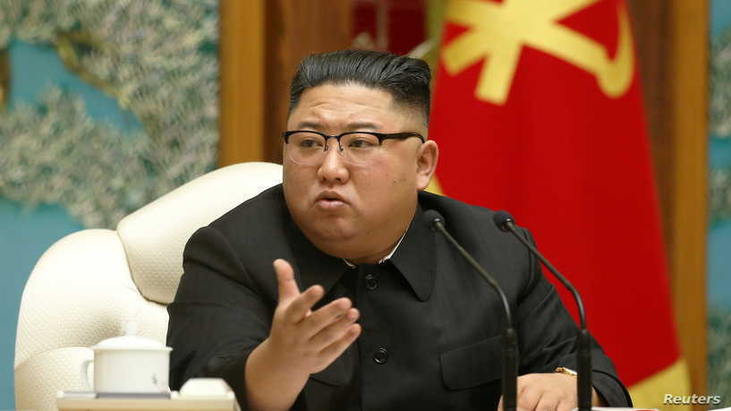 North Korean leader Kim Jong Un at the 20th Enlarged Meeting of the Political Bureau of the 7th Central Committee of the Workers' Party of Korea (WPK), in Pyongyang, North Korea, in this undated photo released on November 16, 2020 by North Korea's Korean Central News Agency (KCNA). KCNA via REUTERS ATTENTION EDITORS - THIS IMAGE WAS PROVIDED BY A THIRD PARTY. REUTERS IS UNABLE TO INDEPENDENTLY VERIFY THIS IMAGE. NO THIRD PARTY SALES. SOUTH KOREA OUT. NO COMMERCIAL OR EDITORIAL SALES IN SOUTH KOREA.