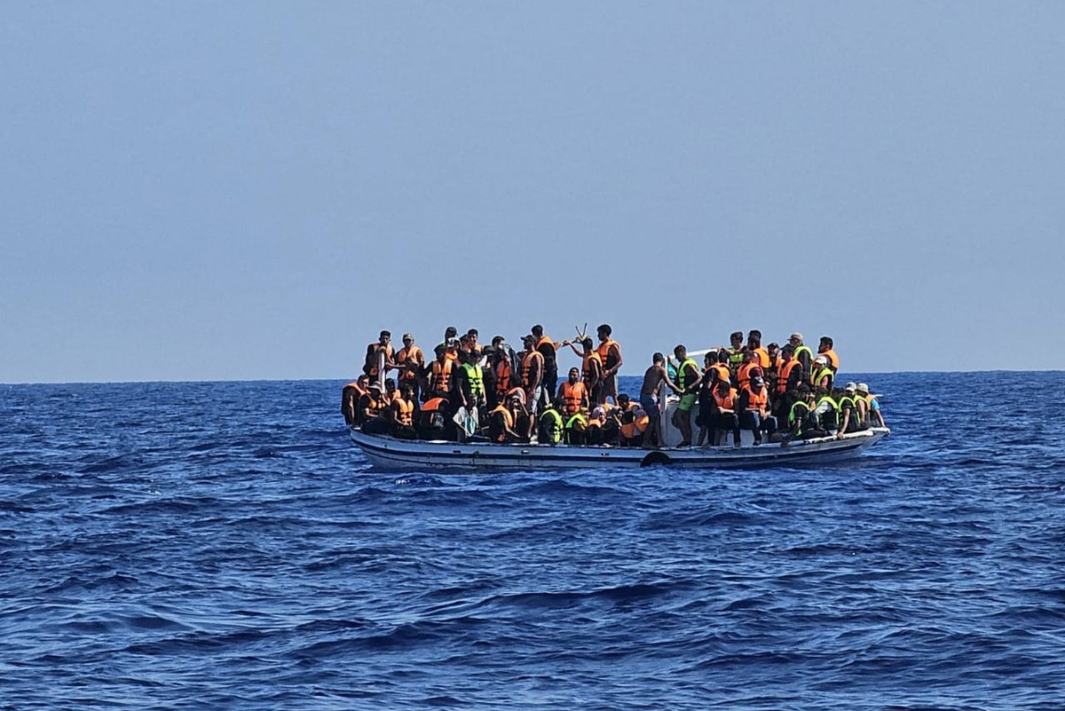 TOPSHOT - A handout obtained from the Cypriot government's Joint Rescue Coordination Centre (JRCC) on August 20, 2023 shows a migrant boat in Mediterranen waters east of Cape Greco in southeastern Cyprus ahead of a rescue operation. Cypriot authorities rescued 86 migrants on August 20 after their boat got into difficulty 12 nautical miles off the Mediterranean island's southeast coast, officials said. - RESTRICTED TO EDITORIAL USE - MANDATORY CREDIT "AFP PHOTO / CYPRUS' JOINT RESCUE COORDINATION CENTER " - NO MARKETING NO ADVERTISING CAMPAIGNS - DISTRIBUTED AS A SERVICE TO CLIENTS (Photo by JOINT RESCUE COORDINATION CENTRE (JCC) / AFP) / RESTRICTED TO EDITORIAL USE - MANDATORY CREDIT "AFP PHOTO / CYPRUS' JOINT RESCUE COORDINATION CENTER " - NO MARKETING NO ADVERTISING CAMPAIGNS - DISTRIBUTED AS A SERVICE TO CLIENTS