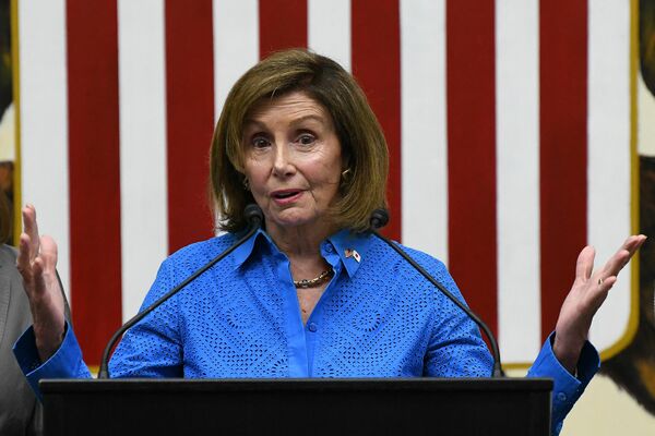 US House Speaker Nancy Pelosi attends a press conference at the US Embassy in Tokyo on August 5, 2022, at the end of her Asian tour, which included a visit to Taiwan. (Photo by Richard A. Brooks / AFP)