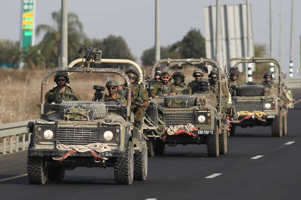 (231029) -- TEL AVIV, Oct. 29, 2023 (Xinhua) -- Israeli soldiers patrol along Israel's border with Gaza on Oct. 28, 2023. Israeli Prime Minister Benjamin Netanyahu said on Saturday that the country's war cabinet and political cabinet "unanimously decided to expand the ground operation" in the Gaza Strip. Meanwhile, regional countries warned Israel against further ground operations. TO GO WITH "Roundup: Israel 'heads into 2nd stage of war,' regional countries warn against further ground operations" (Ilan Assayag/JINI via Xinhua)