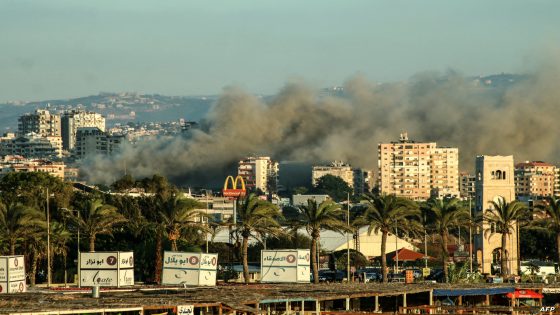 Smoke billows from the site of an Israeli airstrike on the area of Burj al-Shamali in southern Lebanon on September 25, 2024. - Lebanon's health minister said 51 people were killed and more than 220 injured on September 25, on the third day of major Israeli raids across the country. (Photo by AFP)