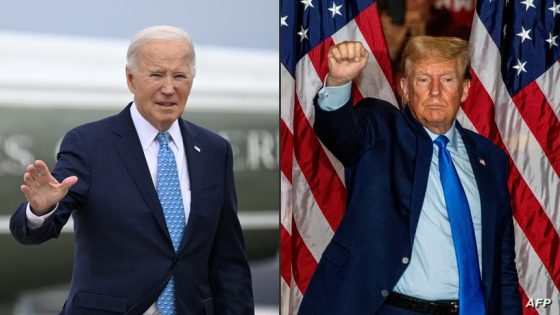 (COMBO) This combination of pictures created on March 06, 2024 shows US President Joe Biden in Maryland, on January 30, 2024 and former US president and 2024 presidential candidate Donald Trump in Claremont, New Hampshire, on November 11, 2023. Donald Trump marched March 6, 2024 towards a bitter rematch against President Joe Biden in November as his final Republican rival Nikki Haley thew in the towel after a thumping defeat in the "Super Tuesday" primaries. (Photo by ANDREW CABALLERO-REYNOLDS and JOSEPH PREZIOSO / AFP)