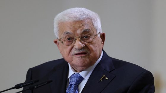 Palestinian president Mahmoud Abbas addresses a press conference with the Spanish Prime Minister after their meeting at La Moncloa Palace in Madrid on September 19, 2024. Palestinian President Mahmud Abbas is meeting with Spain's Prime Minister Pedro Sanchez, in his first visit to the country since it formally recognised a Palestinian state in May. Abbas is stopping in Madrid at Spain's invitation before heading to New York for the United Nations General Assembly, according to an official in his office. (Photo by Thomas COEX / AFP)